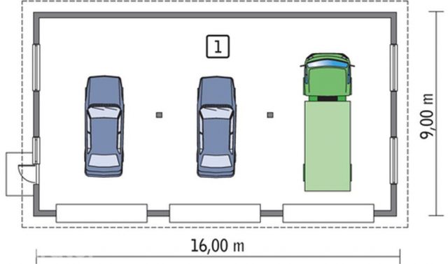 Готовый проект гаража на 3 грузовика высотой до 4 м GMC20a