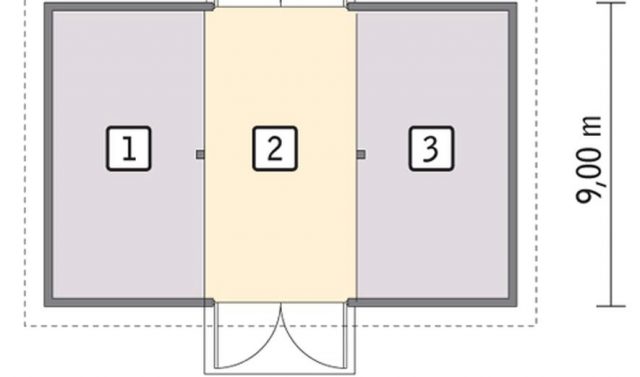 Готовый проект хозблока с 2 высокими воротами IGC11