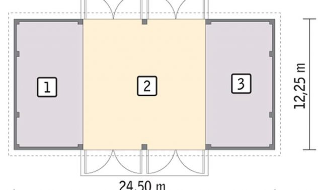 Готовый проект хозблока с 3 боксами IGC12