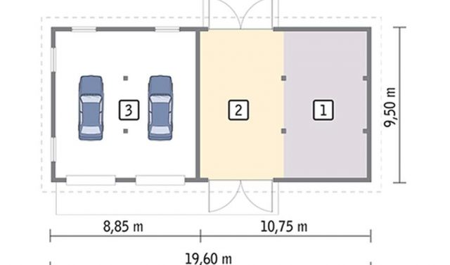 Готовый проект хозблока с гаражом на 2 авто IGC21a