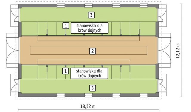 Готовый проект коровника на 21 молочную корову O04