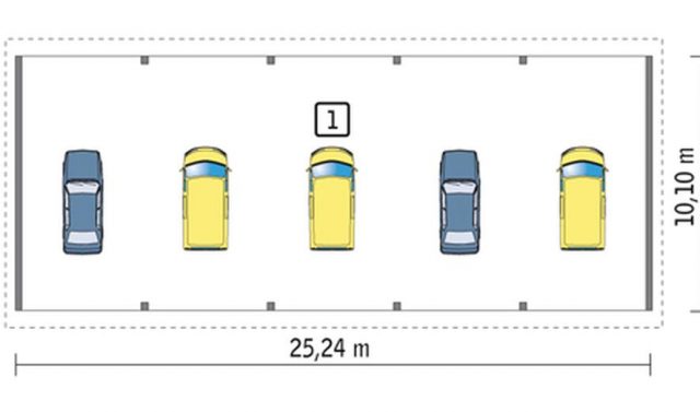 Готовый проект навеса для автостоянки на 5 машин/фургонов GM09