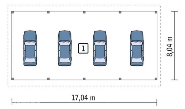 Готовый проект навеса для парковки 4 машин/фургонов GM03