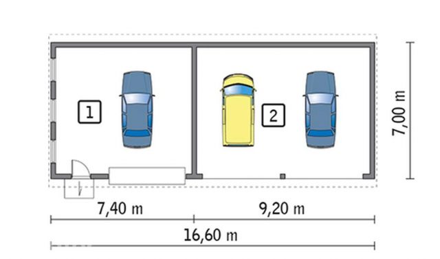 Готовый проект навеса с гаражом на 1+2 авто до 3