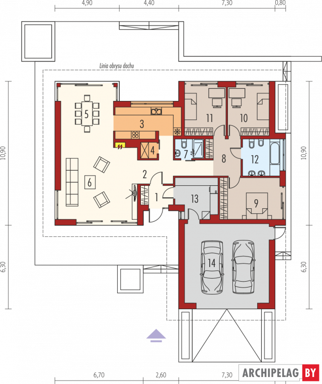 Проект дома zDominik G2 (wersja B) MULTI-COMFORT